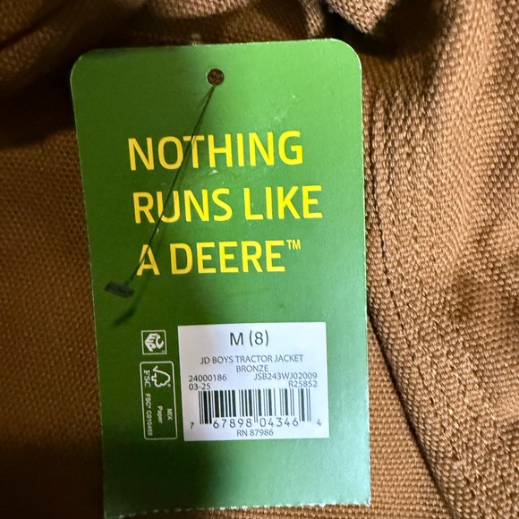 John Deere Kids Tan Jacket with Green Logo - Picture 5 of 5